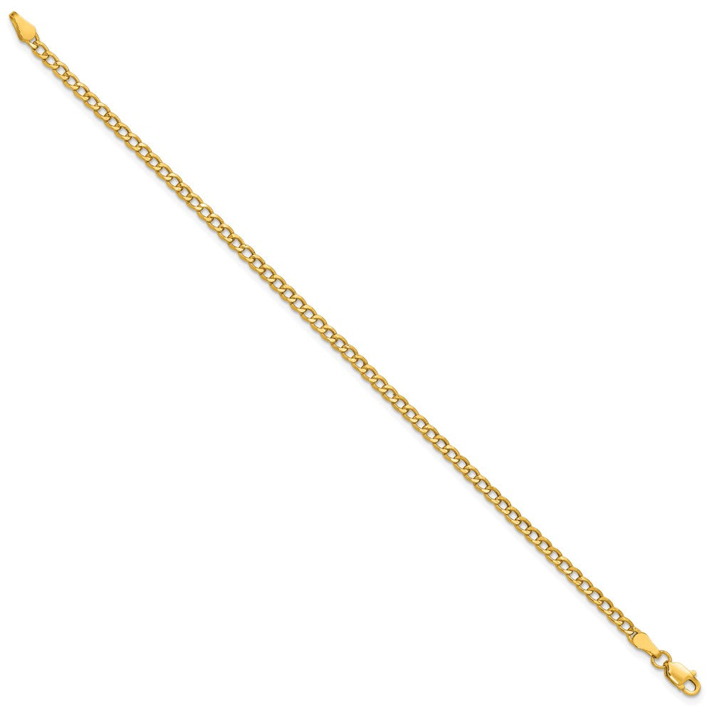 14k 2.85mm Semi-Solid Curb Chain Anklet - Product Photo