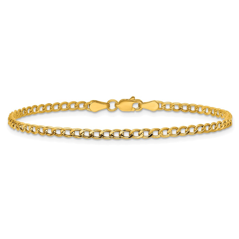 14k 2.85mm Semi-Solid Curb Chain Anklet - Product Photo
