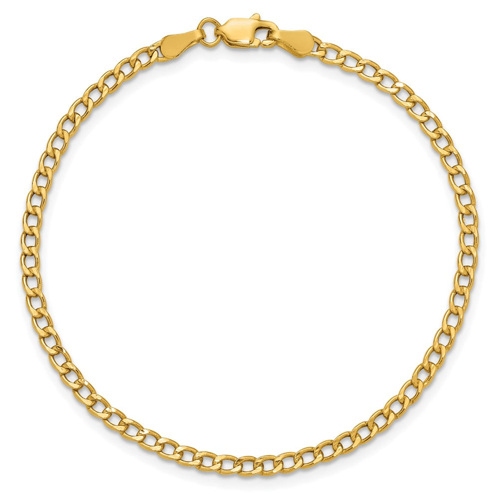 14k 2.85mm Semi-Solid Curb Chain Anklet - Product Photo