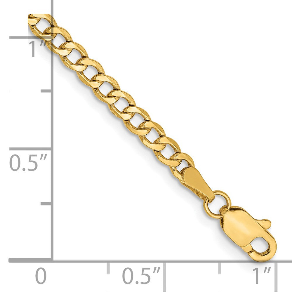 14k 2.85mm Semi-Solid Curb Chain Anklet - Product Photo