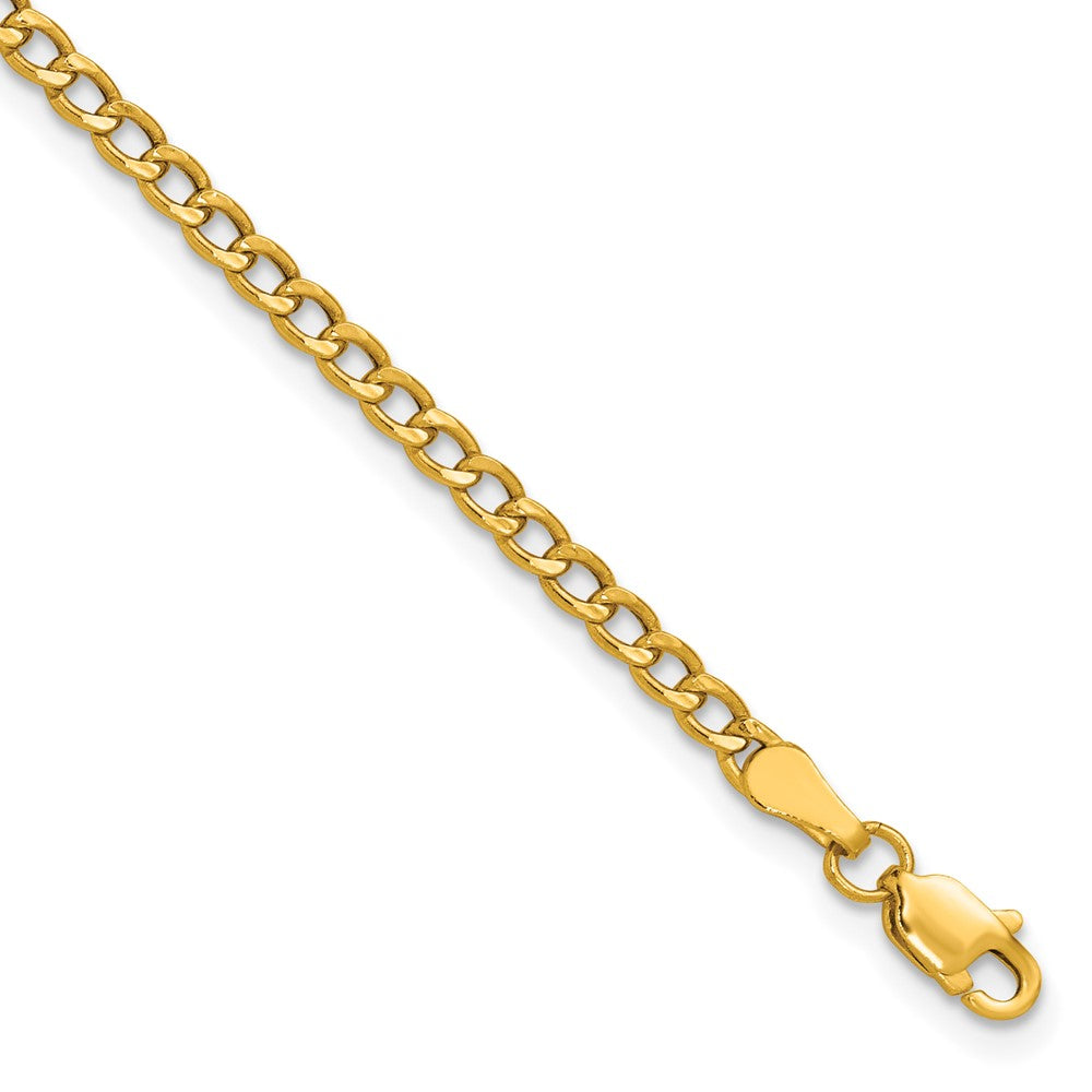 14k 2.85mm Semi-Solid Curb Chain Anklet - Product Photo