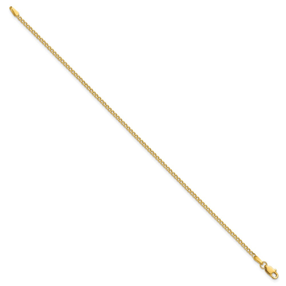 14k 1.85mm Semi-Solid Curb Chain Anklet - Product Photo