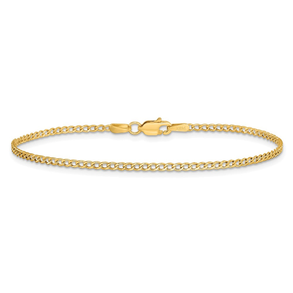 14k 1.85mm Semi-Solid Curb Chain Anklet - Product Photo
