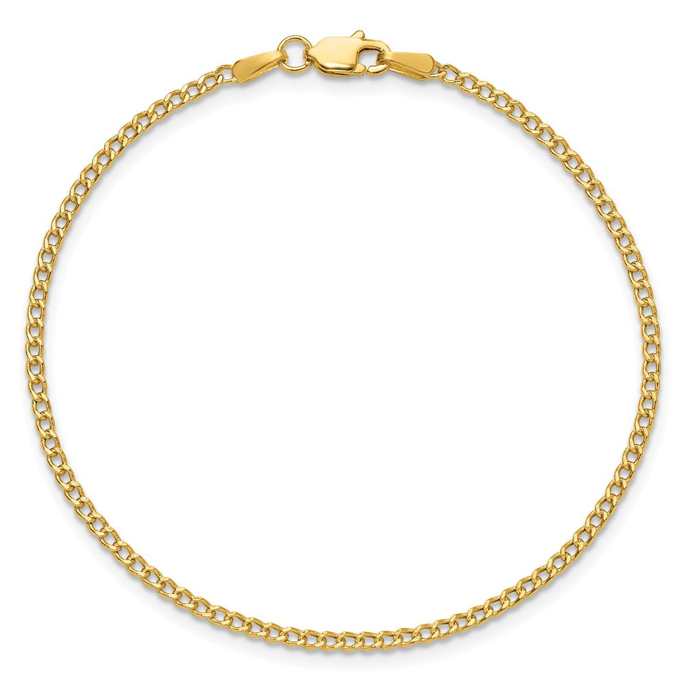 14k 1.85mm Semi-Solid Curb Chain Anklet - Product Photo