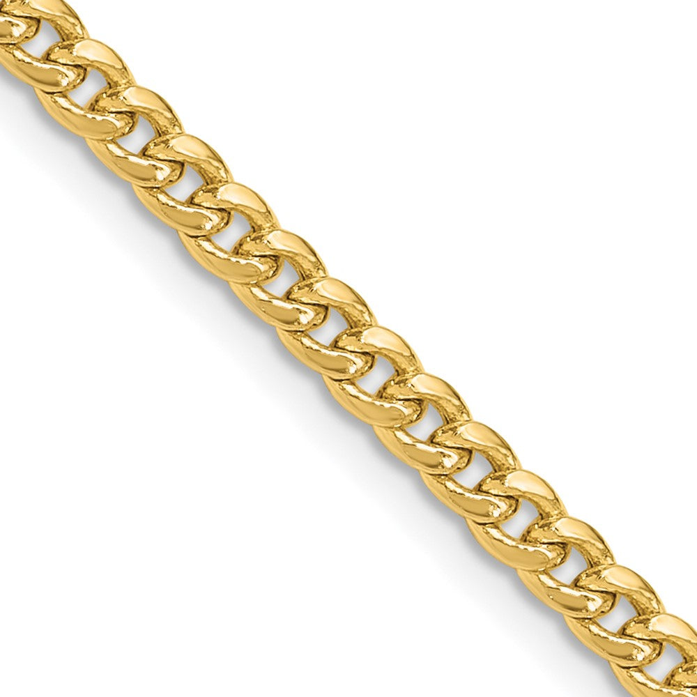 14K Yellow Gold 3.5mm Semi-Solid Miami Cuban Chain Necklace 18"-28"