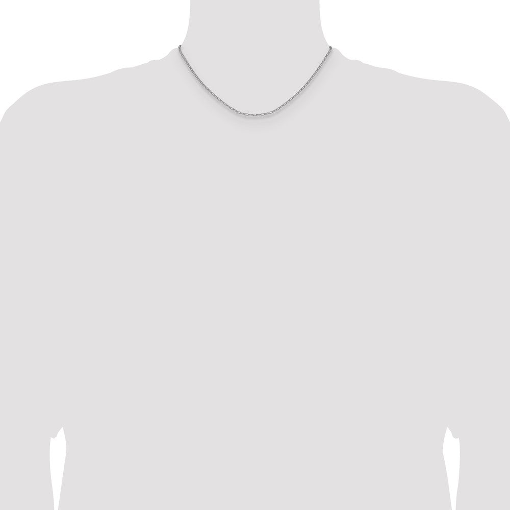 14k White Gold 2.2mm Semi-Solid Beveled Paperclip Chain - Product Photo