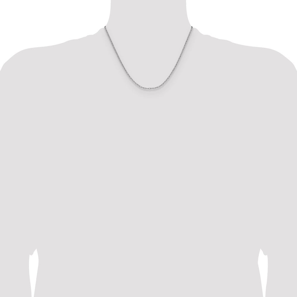 14k White Gold 2.2mm Semi-Solid Beveled Paperclip Chain - Product Photo