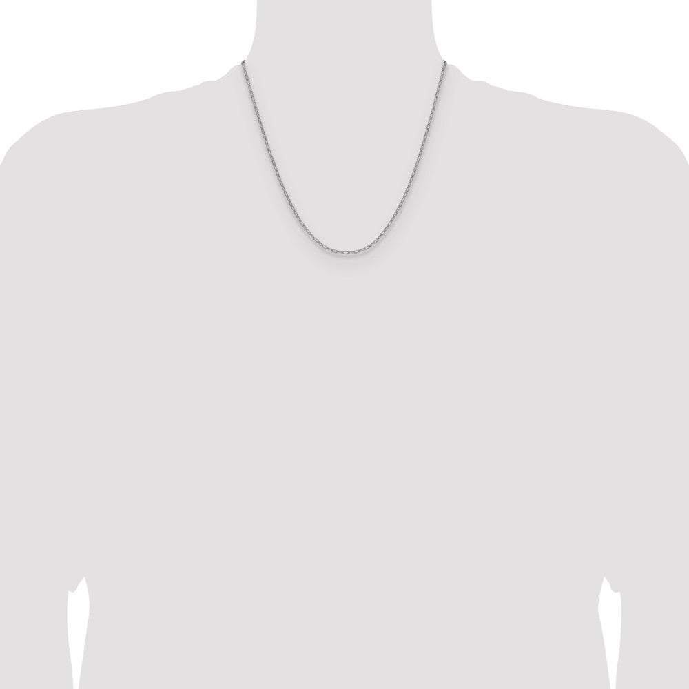 14k White Gold 2.2mm Semi-Solid Beveled Paperclip Chain - Product Photo