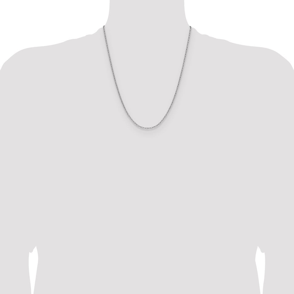 14k White Gold 2.2mm Semi-Solid Beveled Paperclip Chain - Product Photo