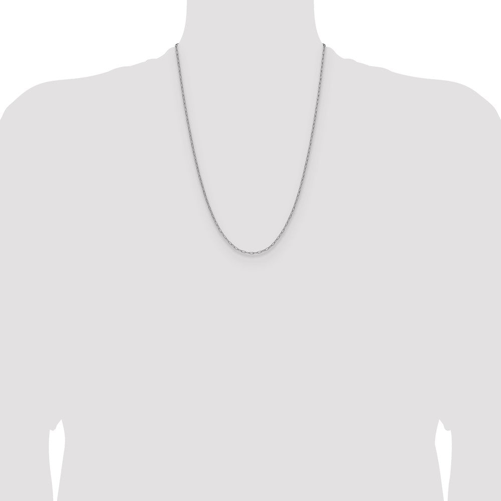 14k White Gold 2.2mm Semi-Solid Beveled Paperclip Chain - Product Photo