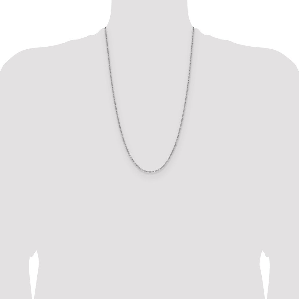 14k White Gold 2.2mm Semi-Solid Beveled Paperclip Chain - Product Photo