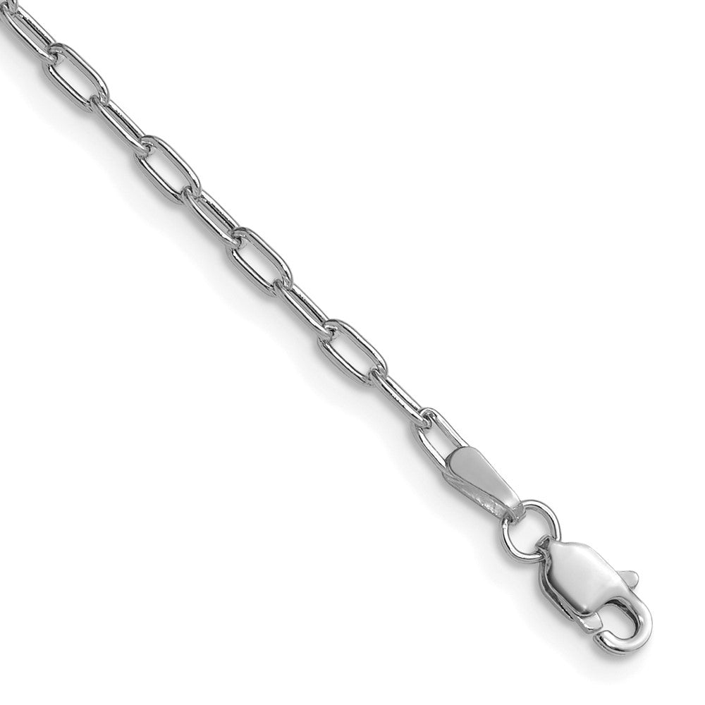 14K White Gold 2.2mm Semi-Solid Beveled Paperclip Chain Bracelet 7"-10"