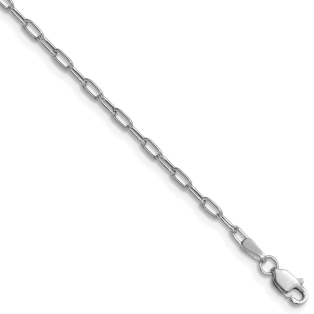 14K White Gold 2.2mm Semi-Solid Beveled Paperclip Chain Necklace 16"-30"