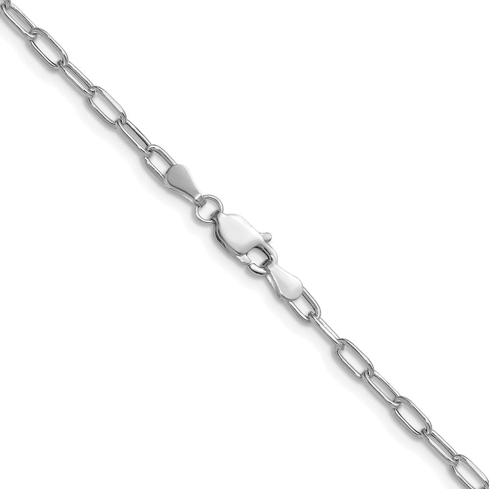 14k White Gold 3.0mm Semi-Solid Beveled Paperclip Chain - Product Photo