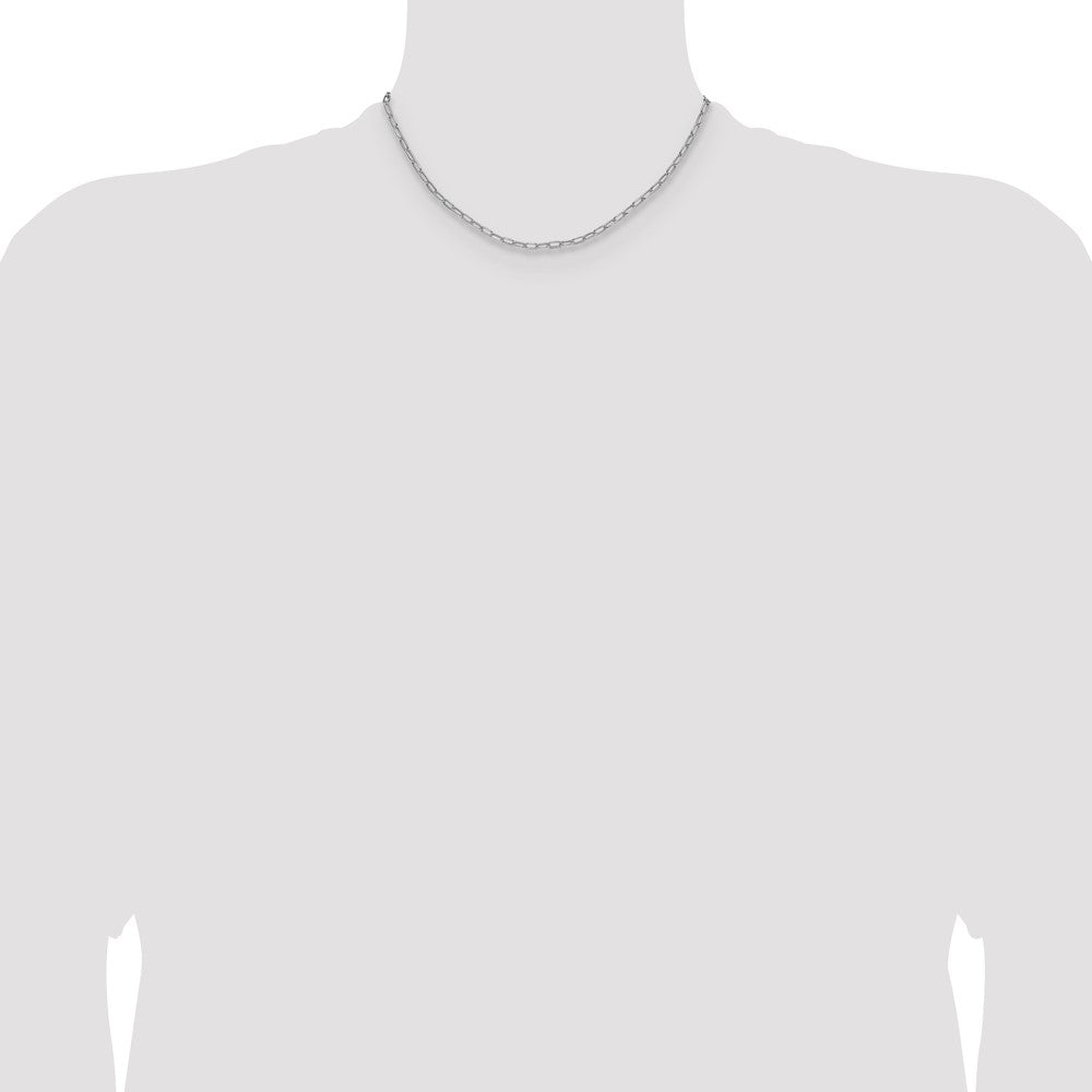 14k White Gold 3.0mm Semi-Solid Beveled Paperclip Chain - Product Photo