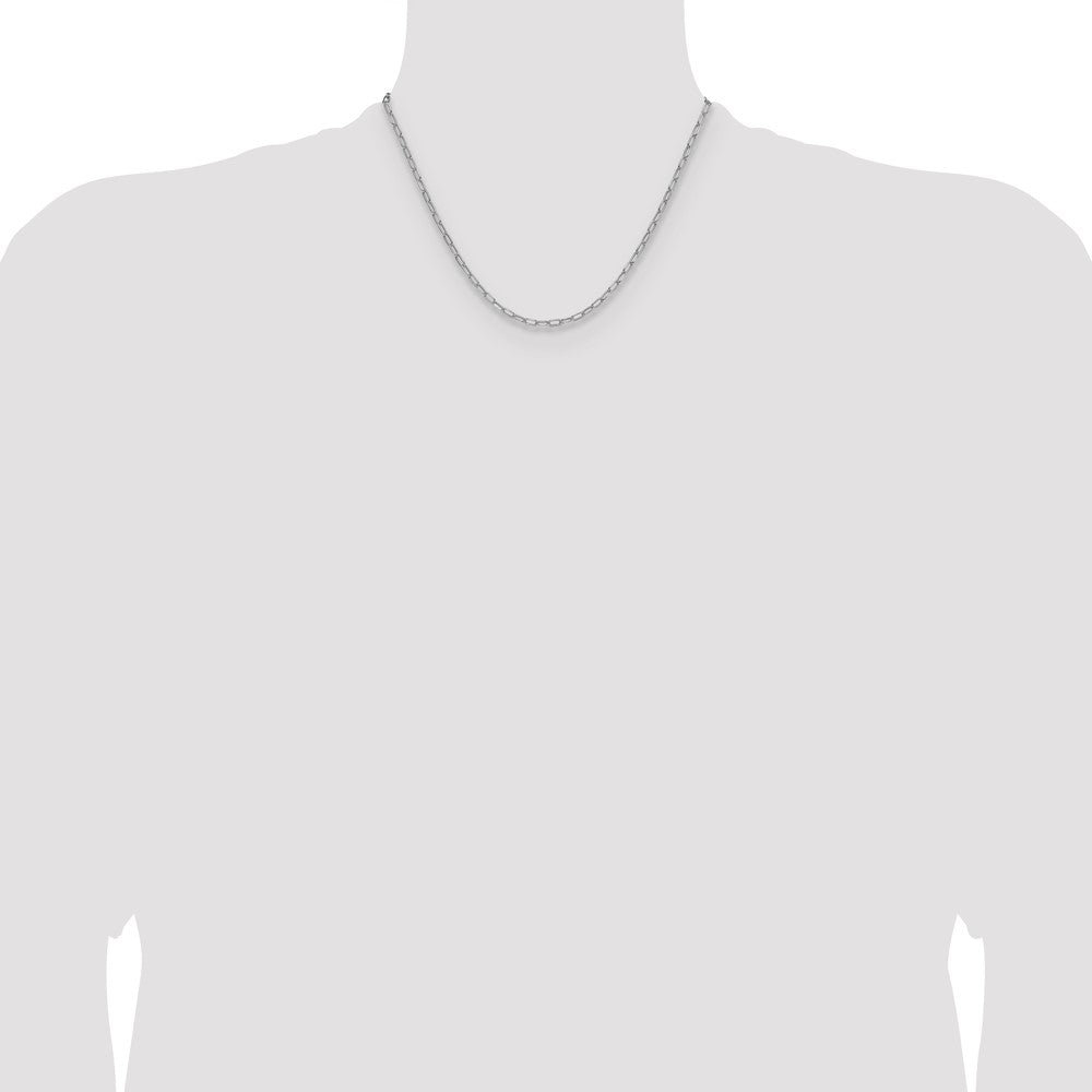 14k White Gold 3.0mm Semi-Solid Beveled Paperclip Chain - Product Photo