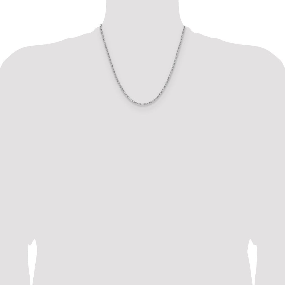 14k White Gold 3.0mm Semi-Solid Beveled Paperclip Chain - Product Photo