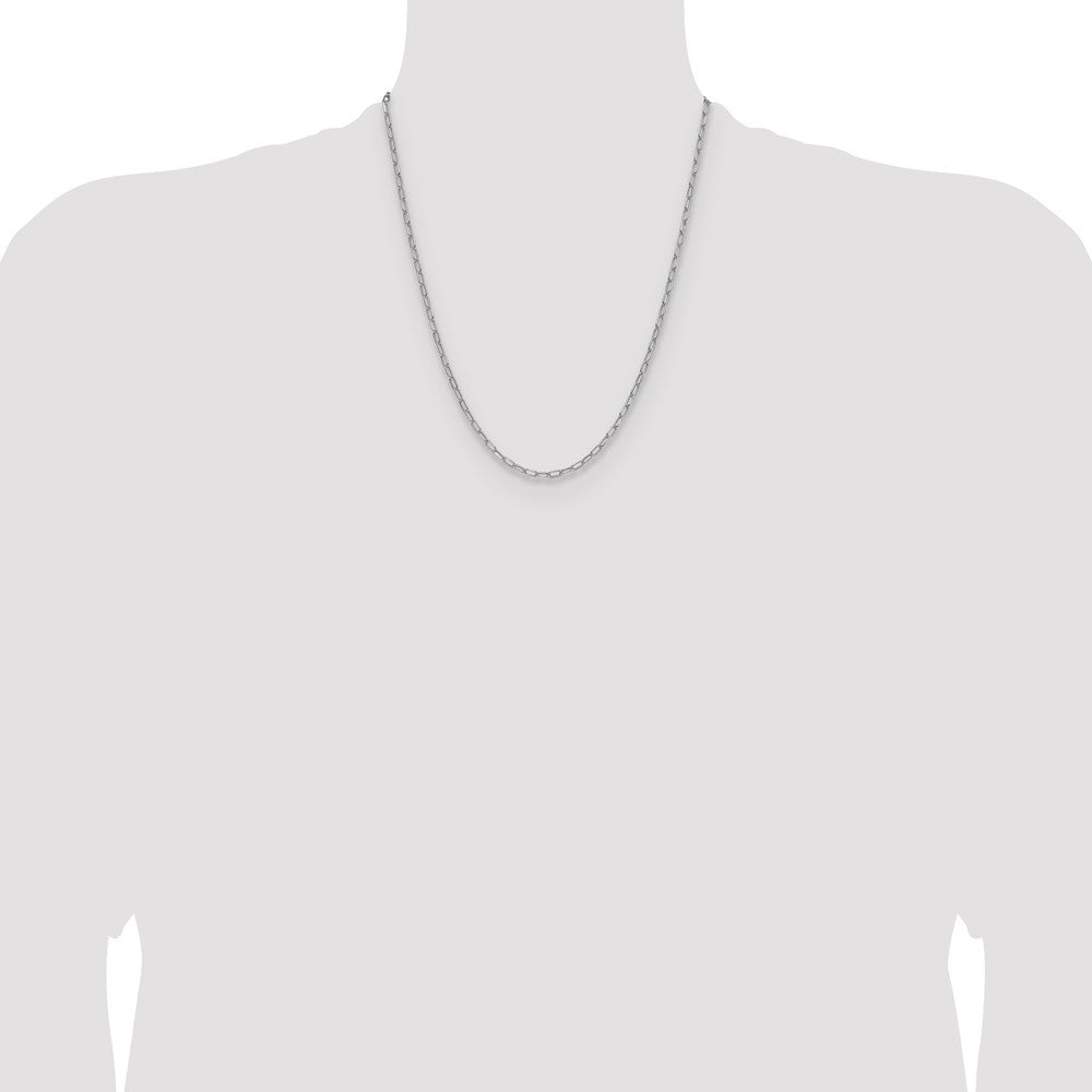14k White Gold 3.0mm Semi-Solid Beveled Paperclip Chain - Product Photo