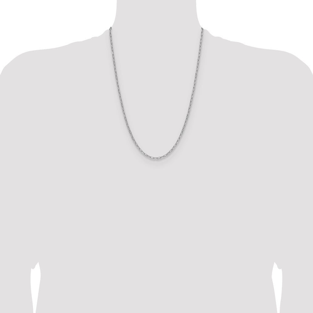 14k White Gold 3.0mm Semi-Solid Beveled Paperclip Chain - Product Photo