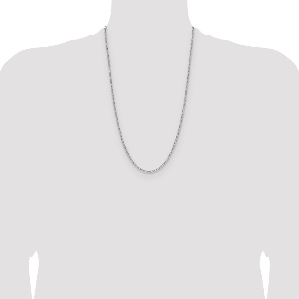 14k White Gold 3.0mm Semi-Solid Beveled Paperclip Chain - Product Photo