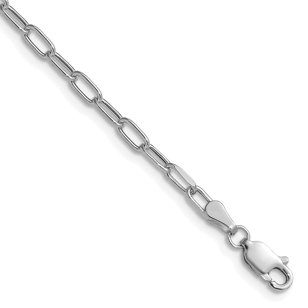 14K White Gold 3.0mm Semi-Solid Beveled Paperclip Chain Bracelet 7"-10"
