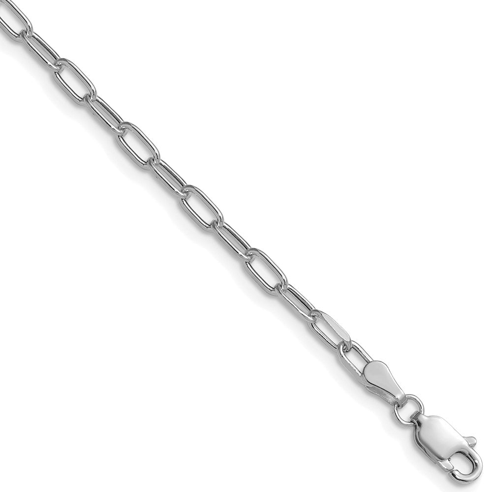 14k White Gold 3.0mm Semi-Solid Beveled Paperclip Chain - Product Photo