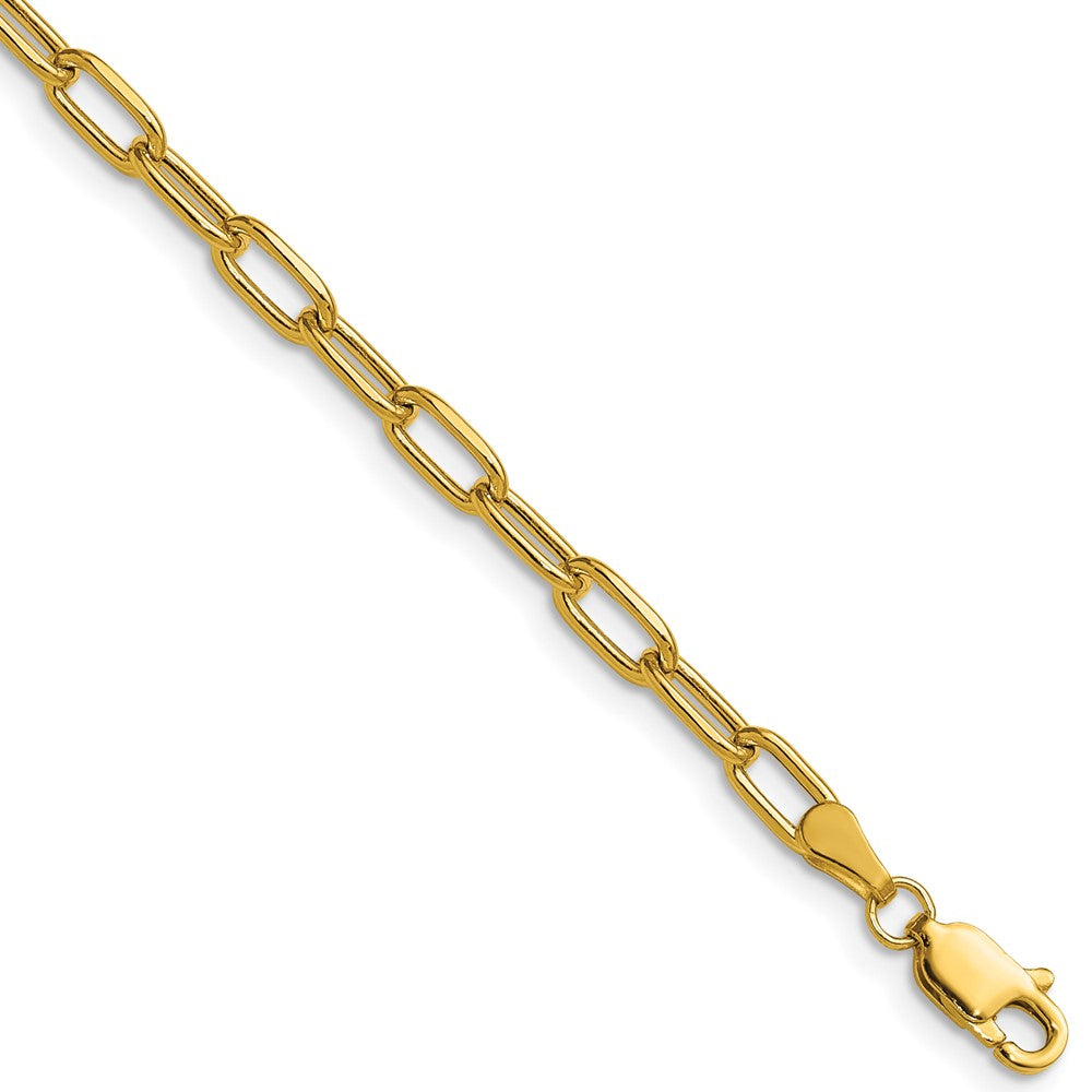 14K Yellow Gold 3.7mm Semi-Solid Beveled Paperclip Chain Necklace 16"-30"
