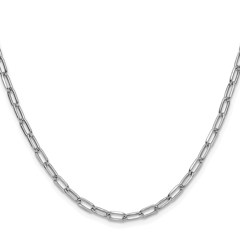 14k White Gold 3.7mm Semi-Solid Beveled Paperclip Chain - Product Photo