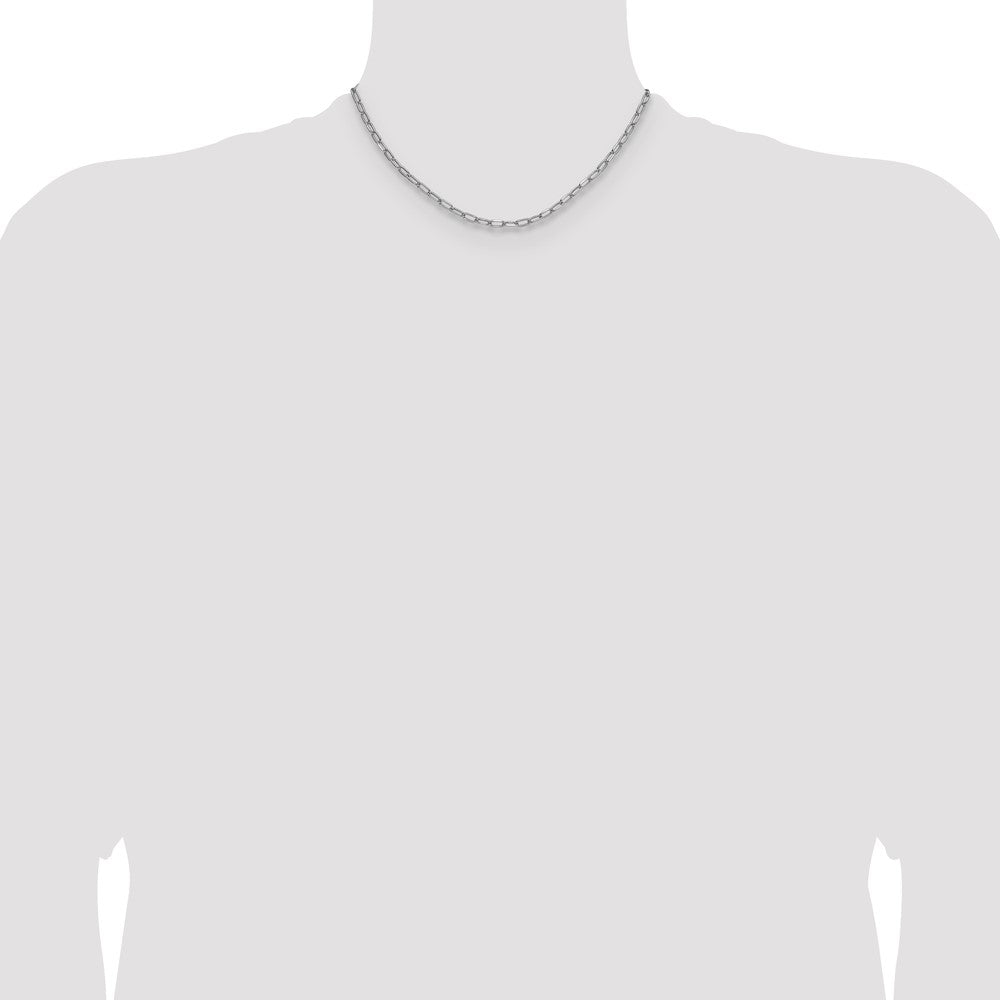 14k White Gold 3.7mm Semi-Solid Beveled Paperclip Chain - Product Photo