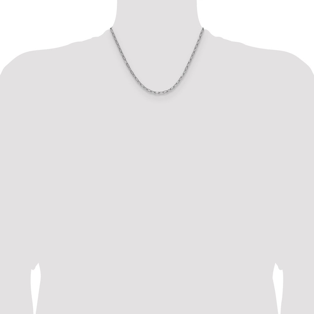 14k White Gold 3.7mm Semi-Solid Beveled Paperclip Chain - Product Photo