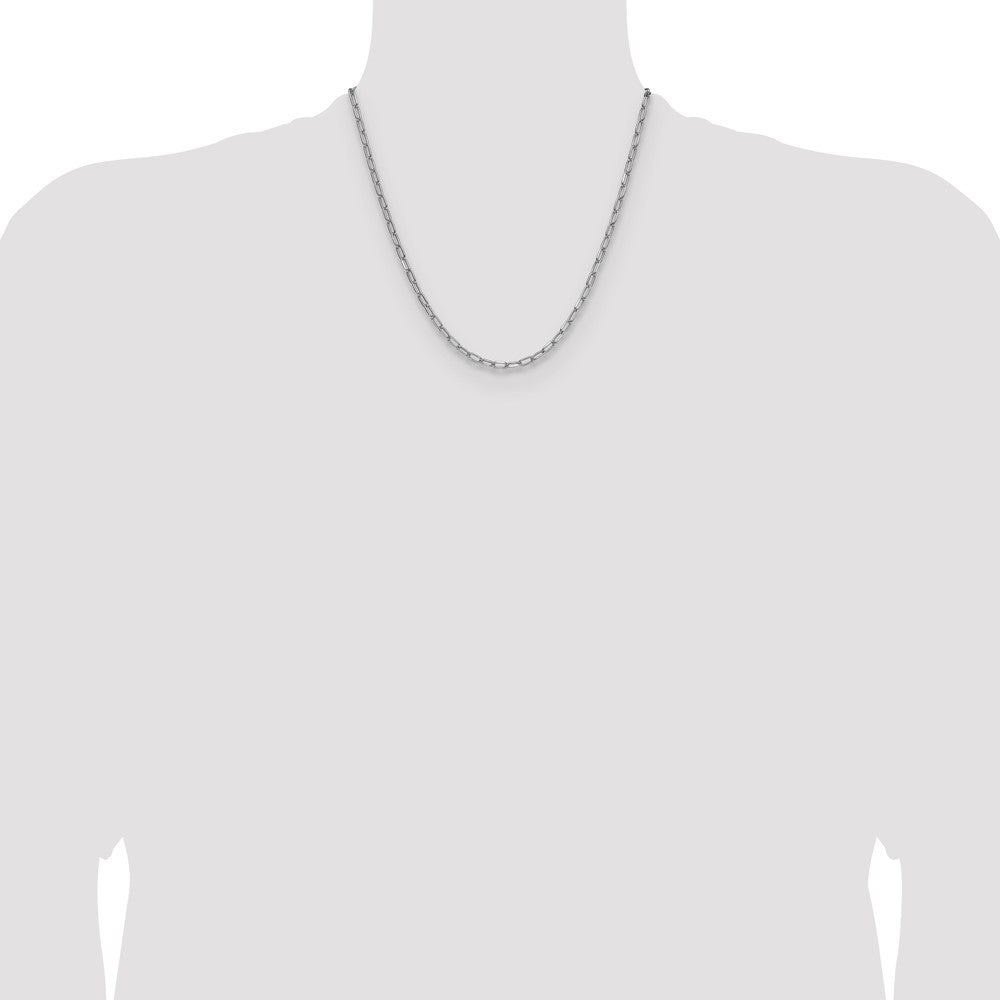 14k White Gold 3.7mm Semi-Solid Beveled Paperclip Chain - Product Photo