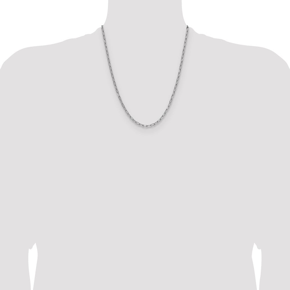 14k White Gold 3.7mm Semi-Solid Beveled Paperclip Chain - Product Photo