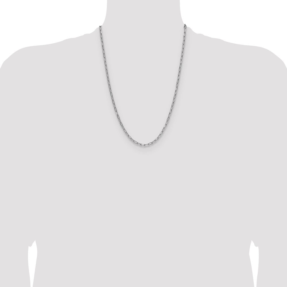 14k White Gold 3.7mm Semi-Solid Beveled Paperclip Chain - Product Photo