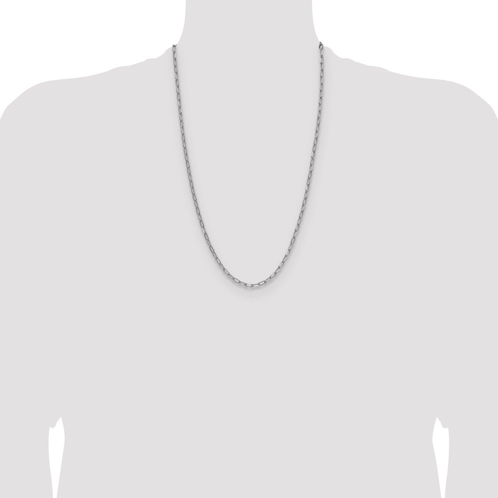 14k White Gold 3.7mm Semi-Solid Beveled Paperclip Chain - Product Photo