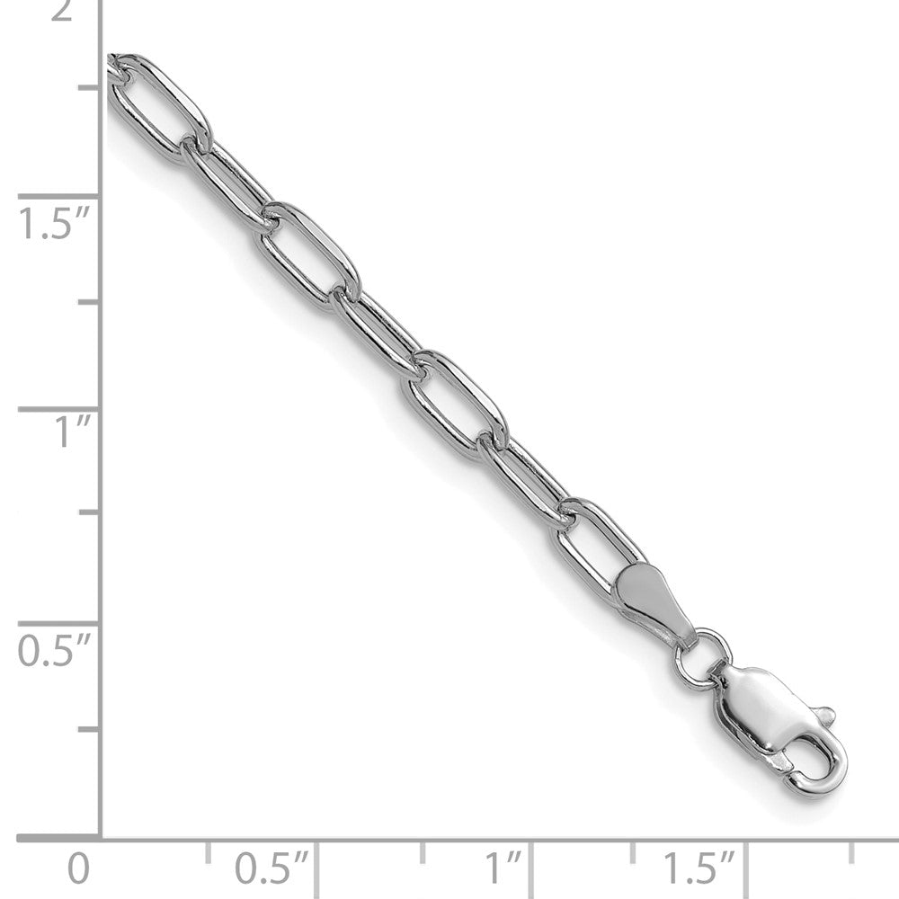 14k White Gold 3.7mm Semi-Solid Beveled Paperclip Chain - Product Photo