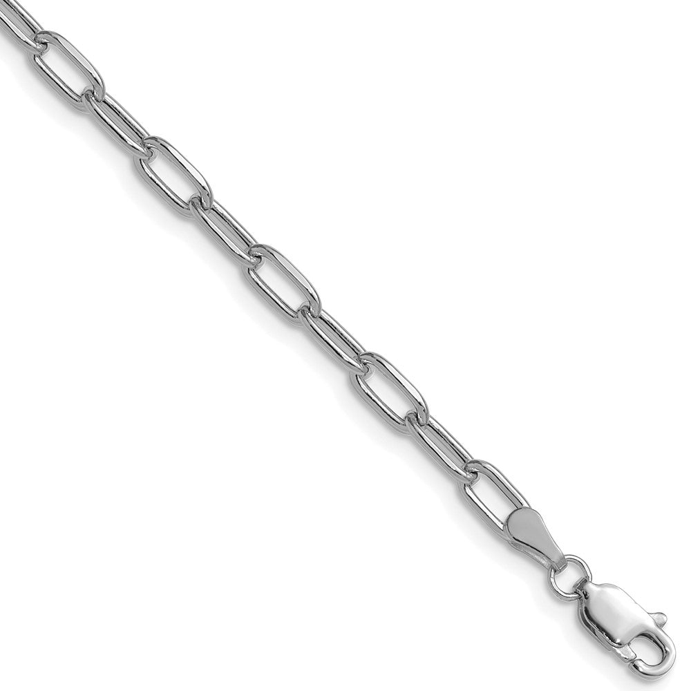 14k White Gold 3.7mm Semi-Solid Beveled Paperclip Chain - Product Photo