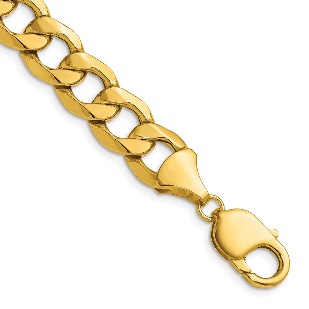 14K Yellow Gold 11.3mm Semi-Solid Curb Chain Necklace 18"-26"