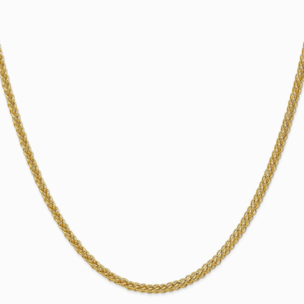 14K Yellow Gold 2.6 mm Semi-solid 3-Wire Wheat Chain Necklace 16"-24" - Product Photo