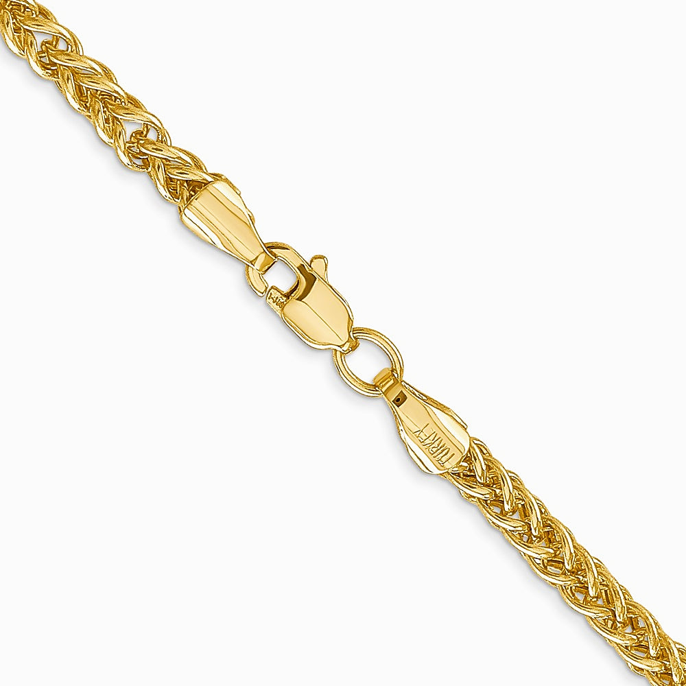 14K Yellow Gold 2.6 mm Semi-solid 3-Wire Wheat Chain Necklace 16"-24" - Product Photo
