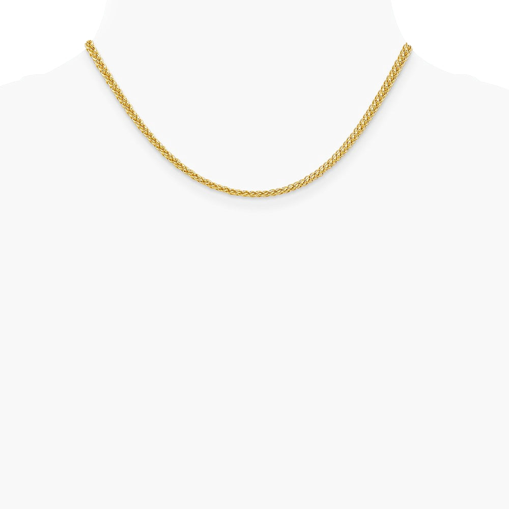 14K Yellow Gold 2.6 mm Semi-solid 3-Wire Wheat Chain Necklace 16"-24" - Product Photo