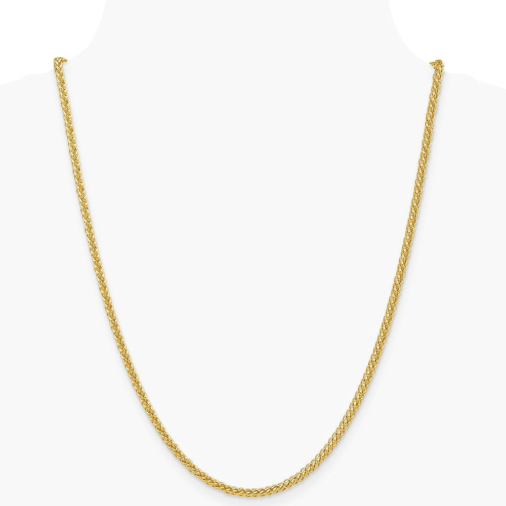 14K Yellow Gold 2.6 mm Semi-solid 3-Wire Wheat Chain Necklace 16"-24" - Product Photo