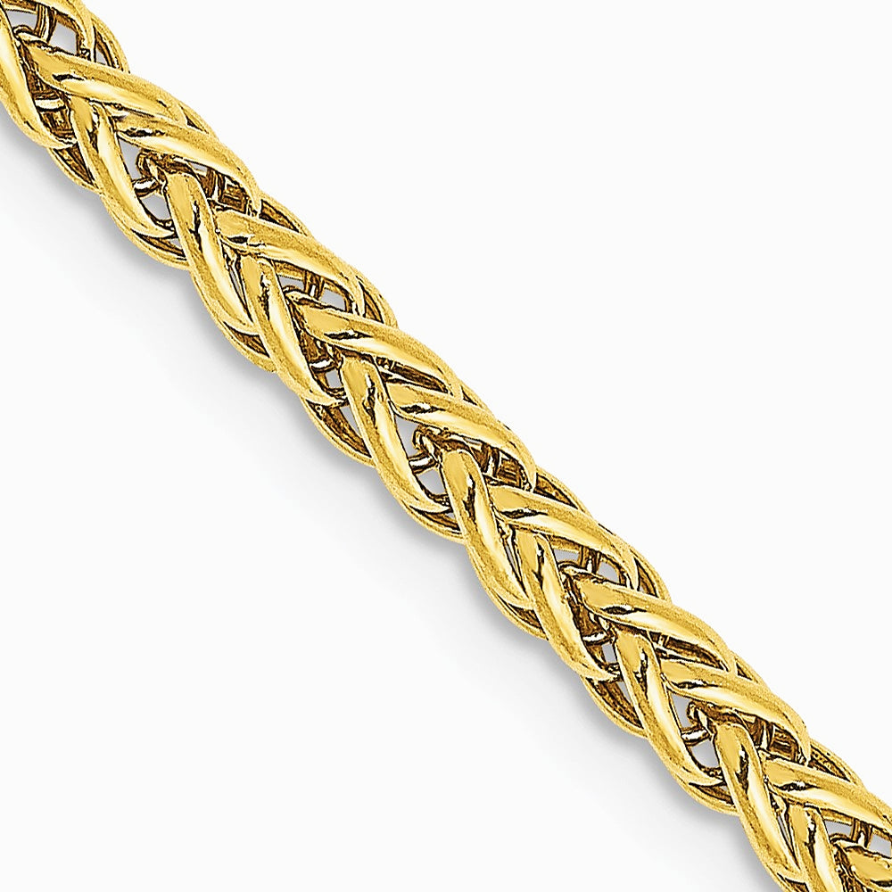 14K Yellow Gold 2.6 mm Semi-solid 3-Wire Wheat Chain Necklace 16"-24"