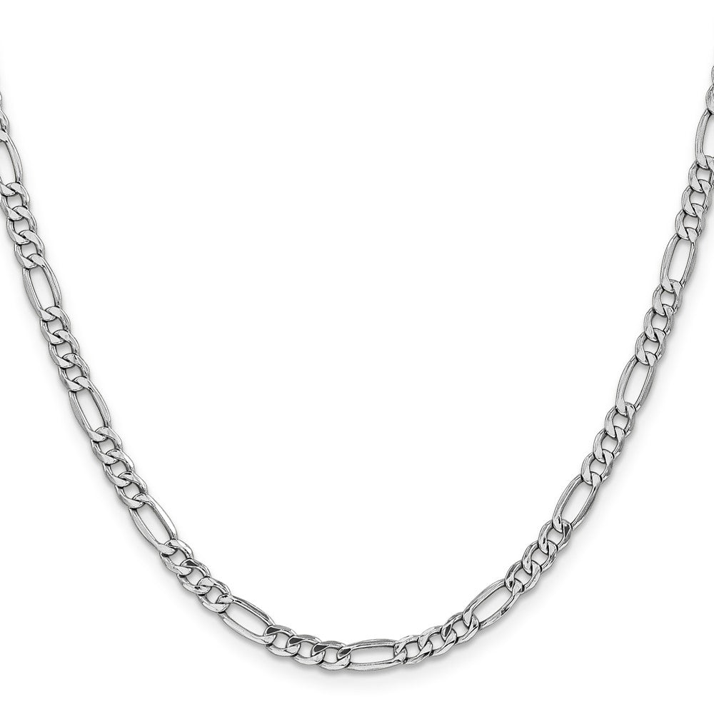 14k White Gold 4.4mm Semi-Solid Figaro Chain - Product Photo