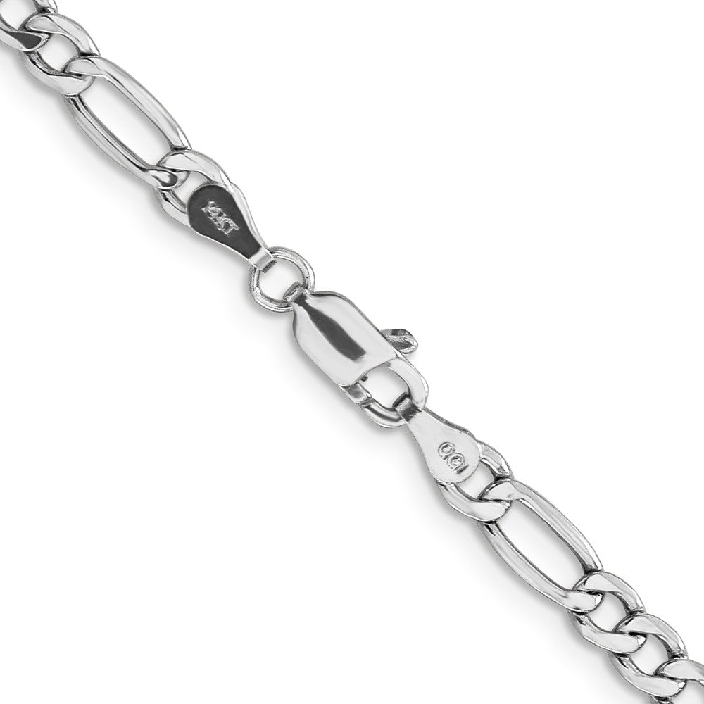14k White Gold 4.4mm Semi-Solid Figaro Chain - Product Photo
