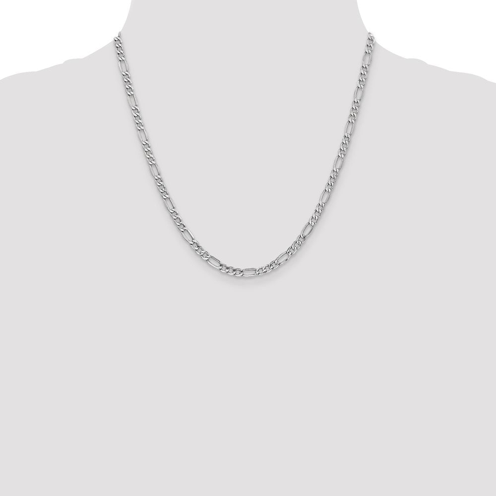 14k White Gold 4.4mm Semi-Solid Figaro Chain - Product Photo