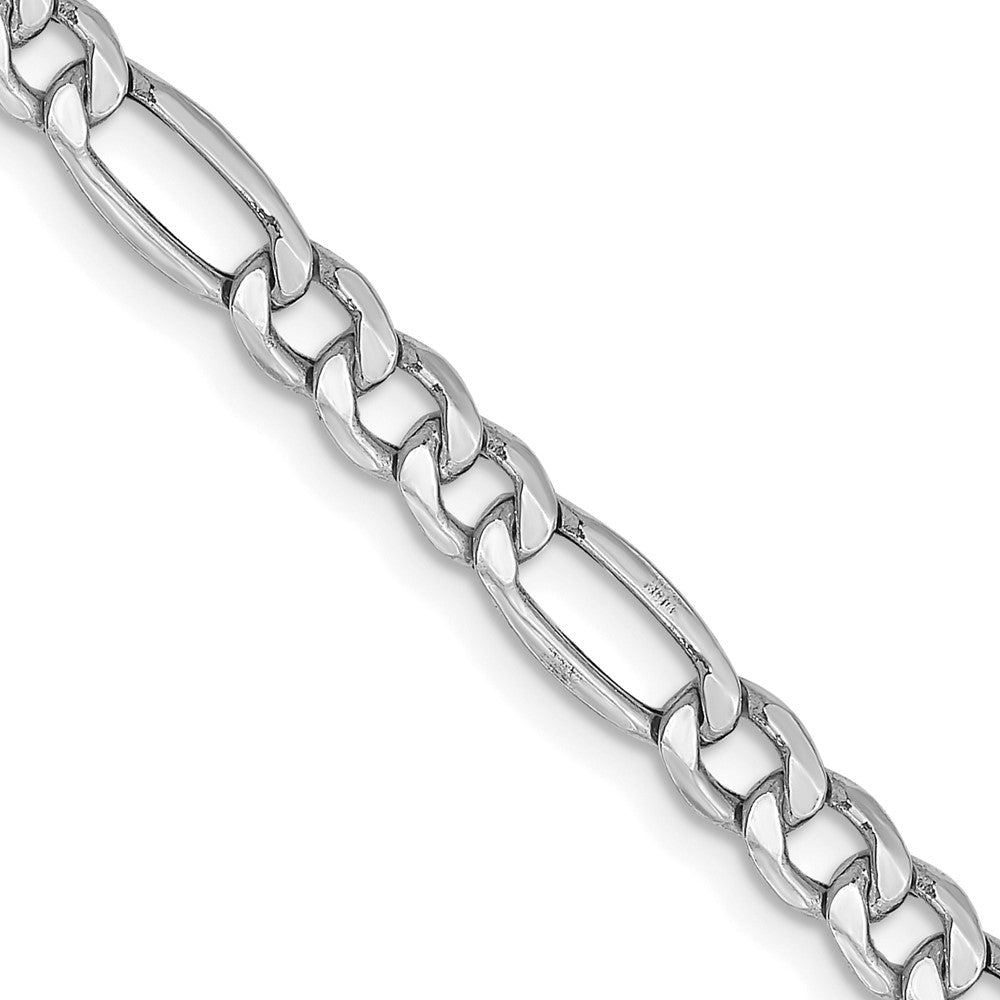 14K White Gold 4.4mm Semi-Solid Figaro Chain Necklace 16"-26"