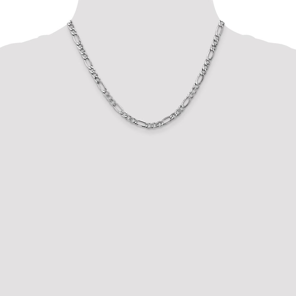 14k White Gold 5.75mm Semi-Solid Figaro Chain - Product Photo