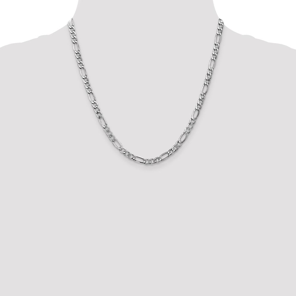 14k White Gold 5.75mm Semi-Solid Figaro Chain - Product Photo