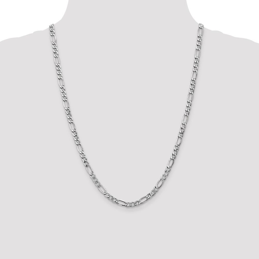 14k White Gold 5.75mm Semi-Solid Figaro Chain - Product Photo