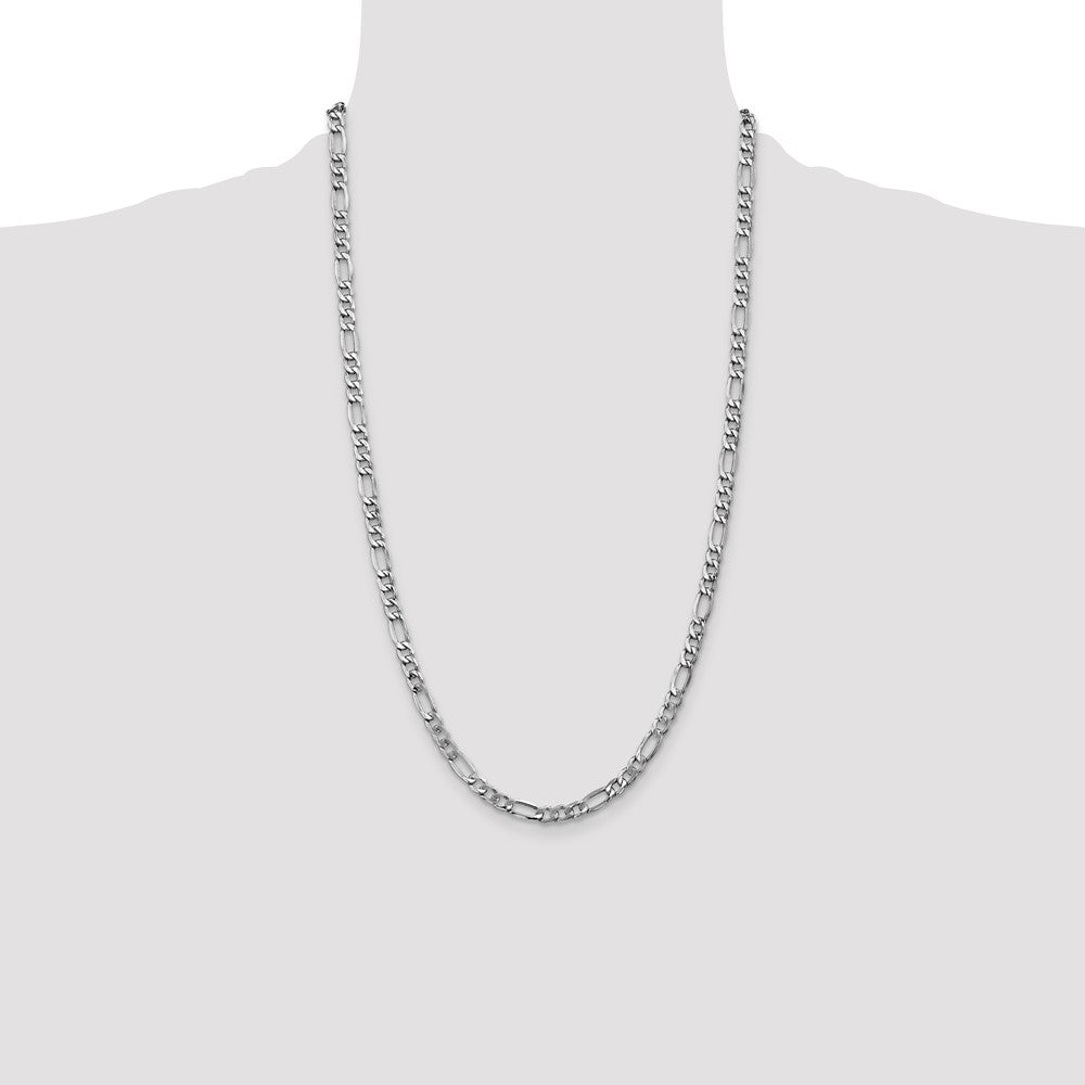 14k White Gold 5.75mm Semi-Solid Figaro Chain - Product Photo